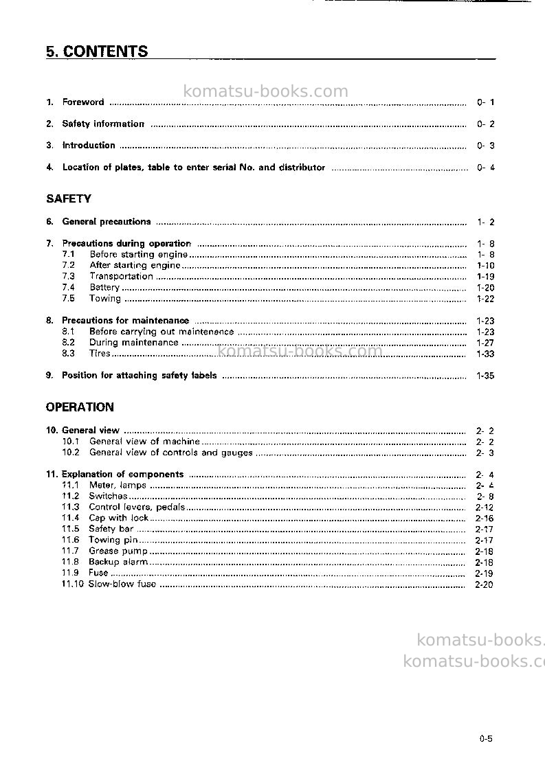 Komatsu wa320-3jpn-custom Operation manual cover Page 6 Komatsu wa320-3jpn-custom Operation manual cover Page 6