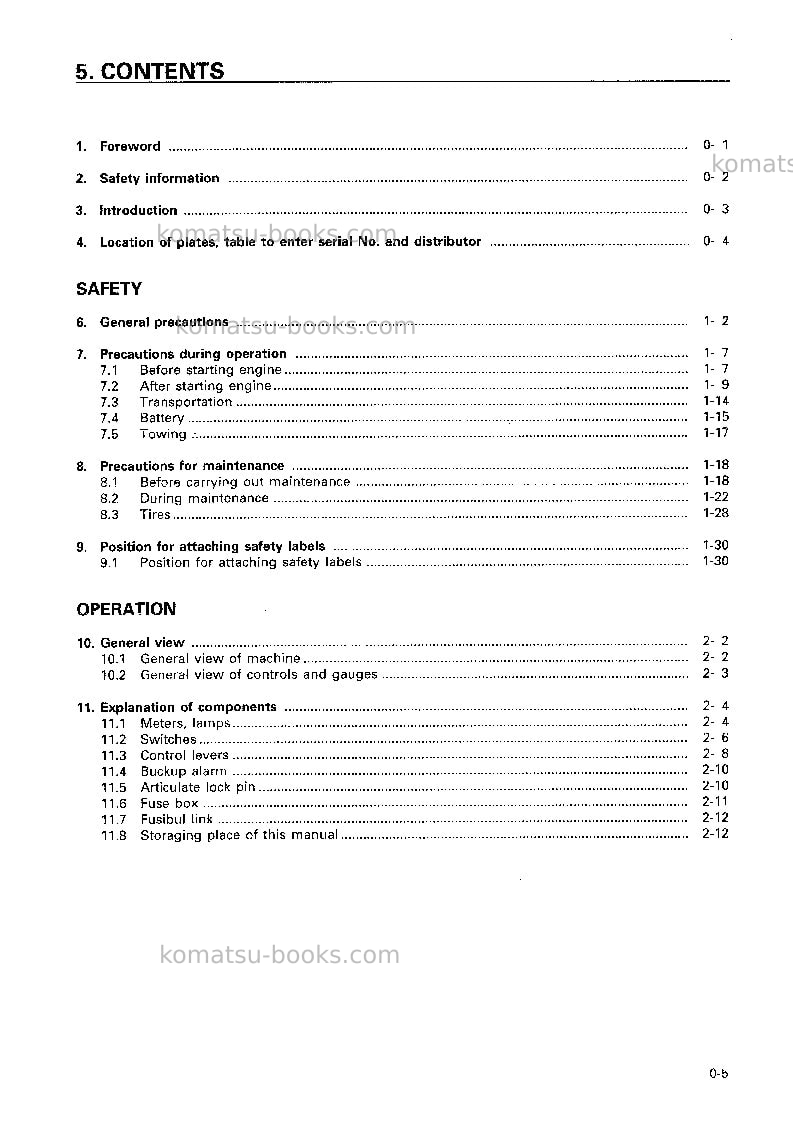 Komatsu jv100a-2jpn Operation manual cover Page 6 Komatsu jv100a-2jpn Operation manual cover Page 6