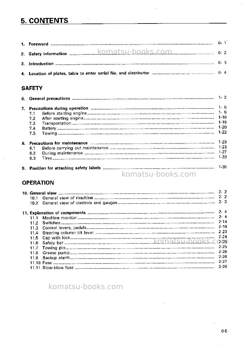 Komatsu wa450-3jpn-ll Operation manual cover Page 6 Komatsu wa450-3jpn-ll Operation manual cover Page 6
