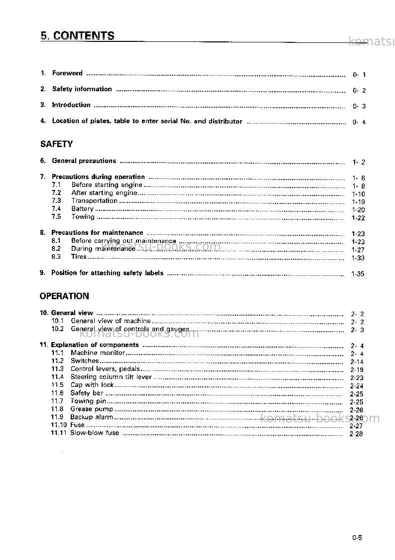 Komatsu wa450-3jpn-ll Operation manual cover Page 6 Komatsu wa450-3jpn-ll Operation manual cover Page 6