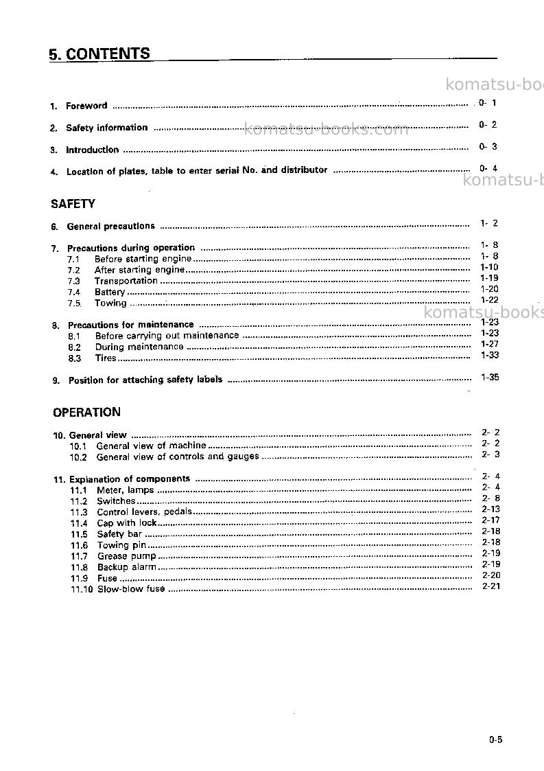 Komatsu wa380-3jpn-custom Operation manual cover Page 6 Komatsu wa380-3jpn-custom Operation manual cover Page 6