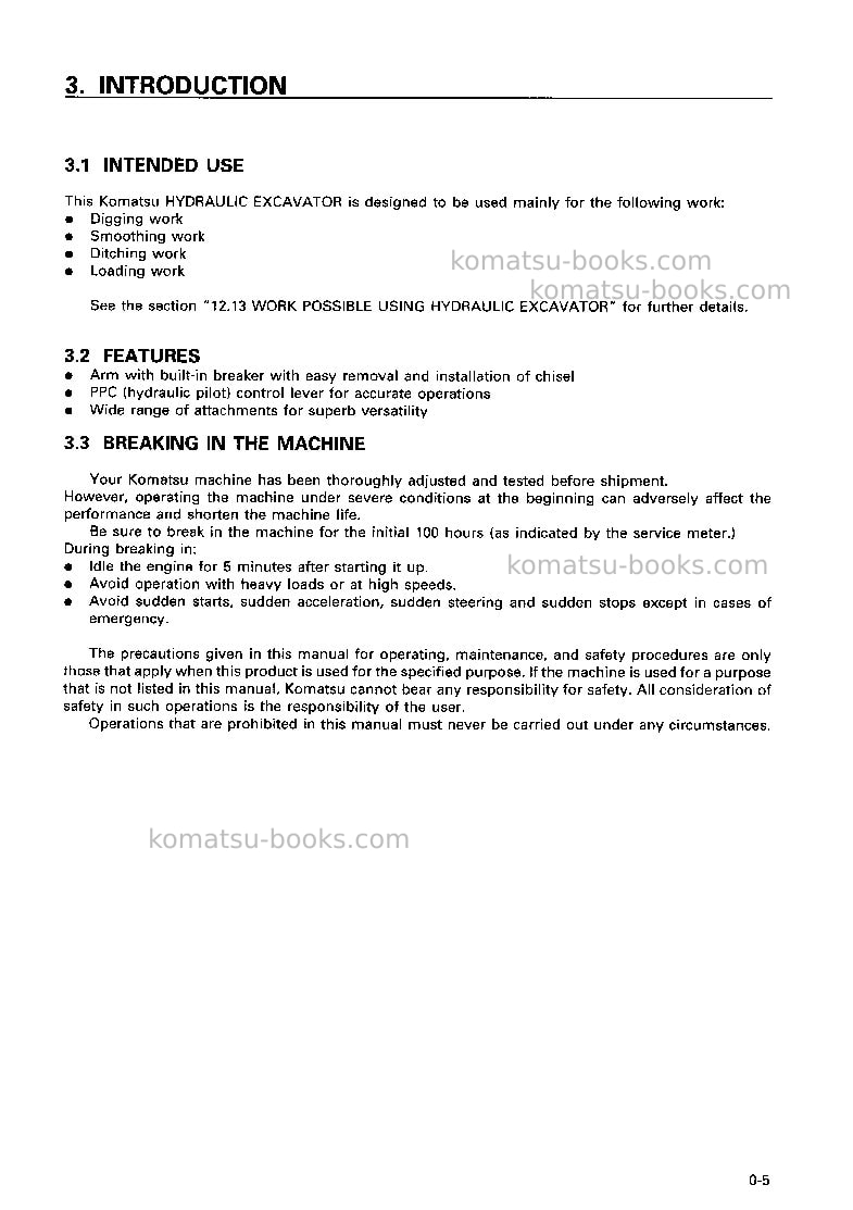 Komatsu pc12r-8jpn Operation manual cover Page 6 Komatsu pc12r-8jpn Operation manual cover Page 6