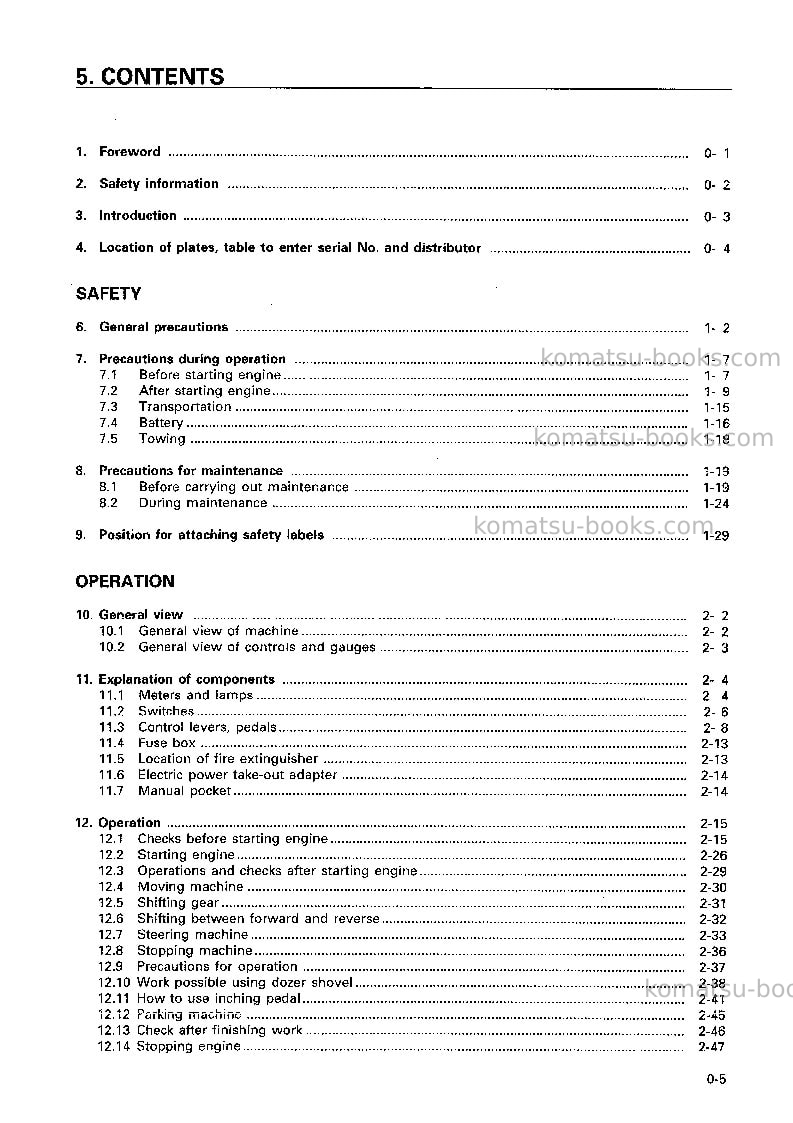 Komatsu d31s-20jpn Operation manual cover Page 6