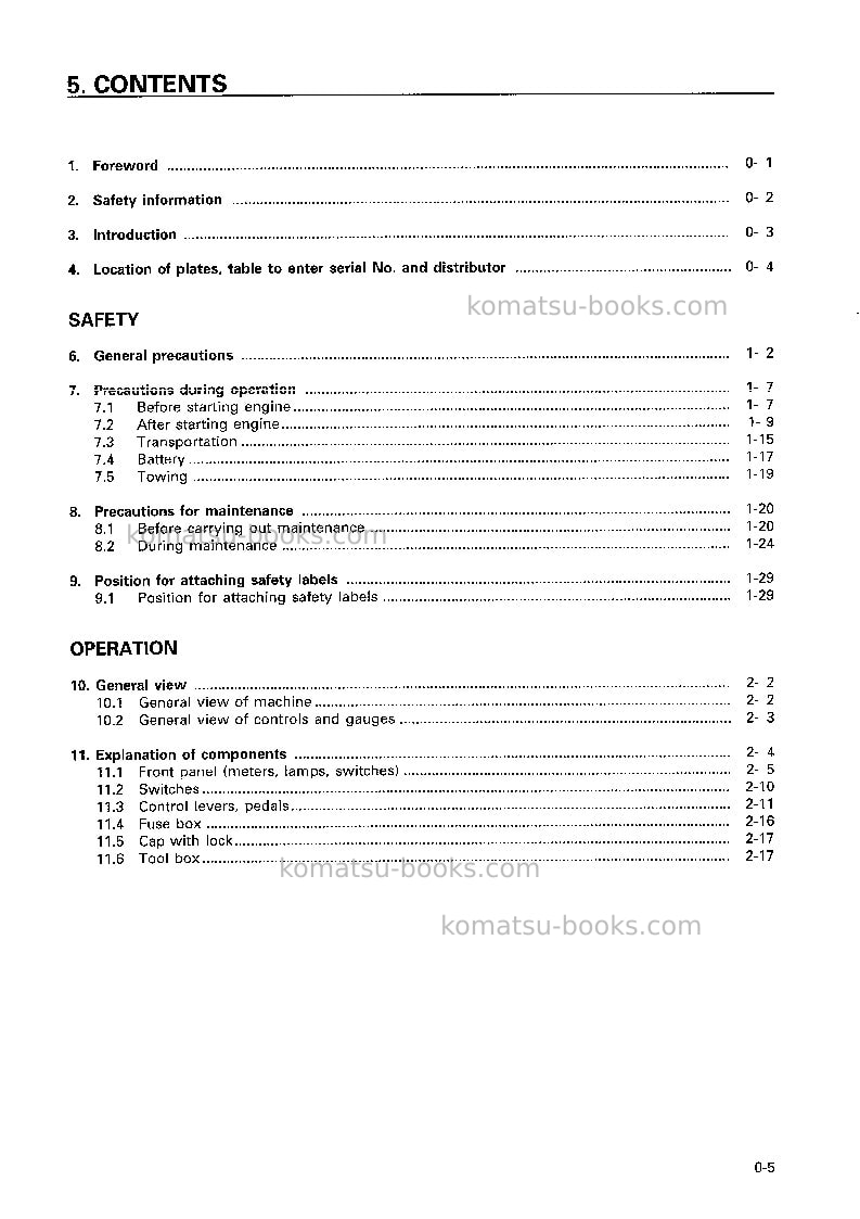 Komatsu d41a-6jpn Operation manual cover Page 6 Komatsu d41a-6jpn Operation manual cover Page 6