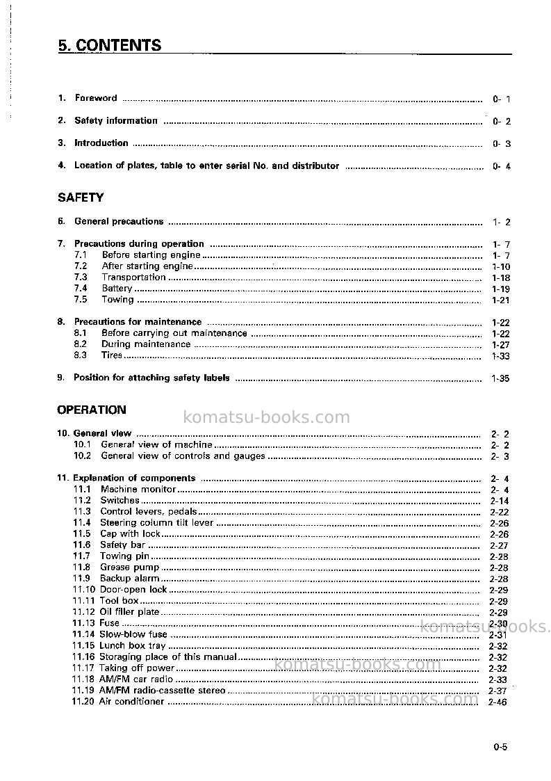 Komatsu wa600-3jpn Operation manual cover Page 6