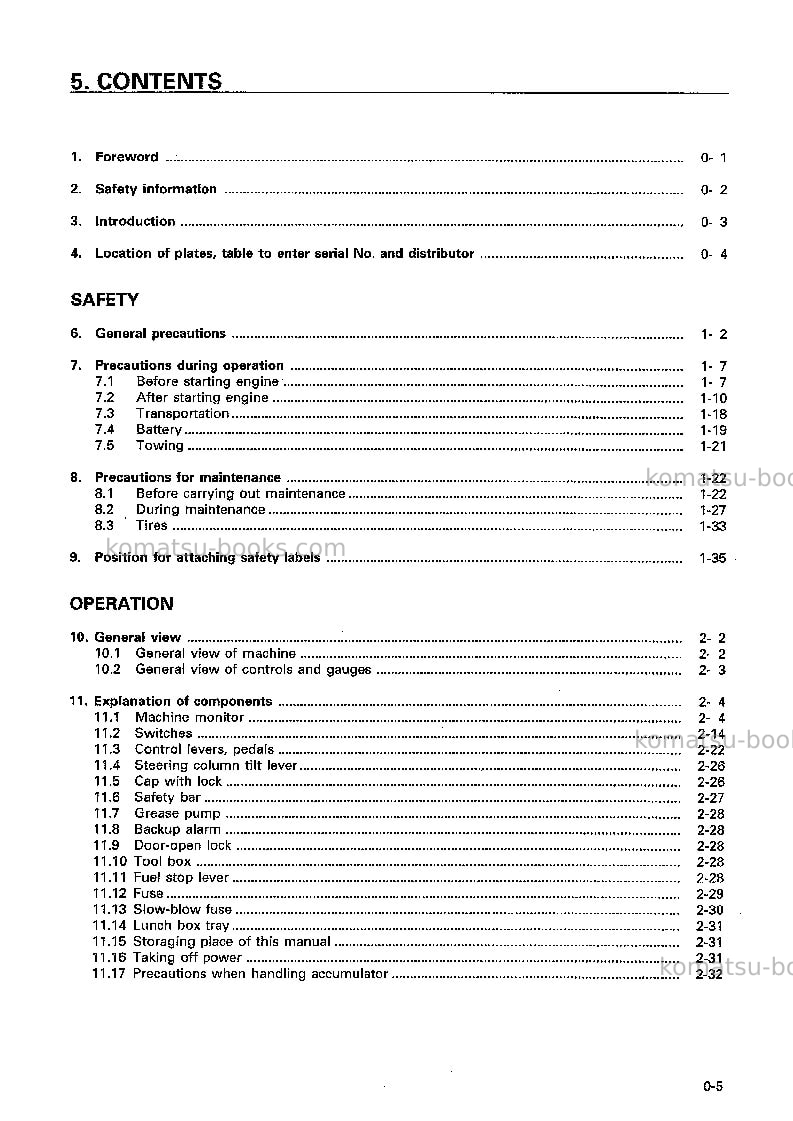 Komatsu wa900-3jpn Operation manual cover Page 6