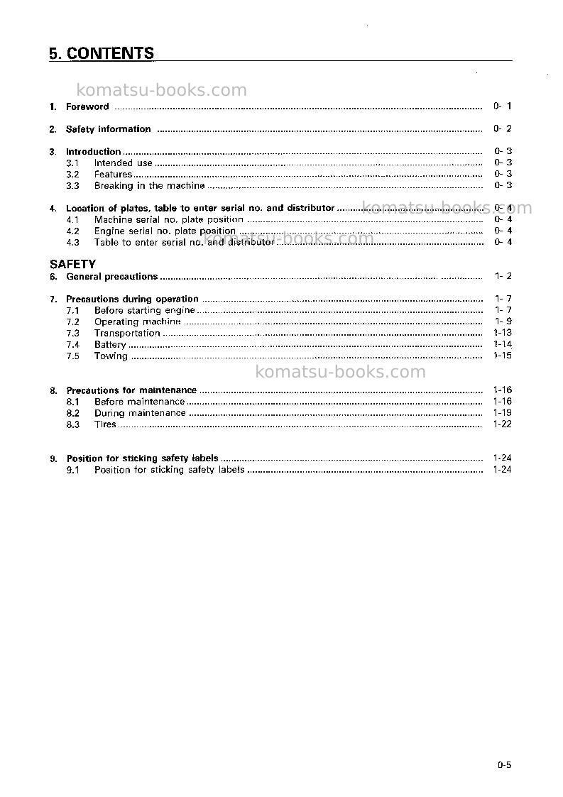 Komatsu gd355a-1jpn Operation manual cover Page 6 Komatsu gd355a-1jpn Operation manual cover Page 6