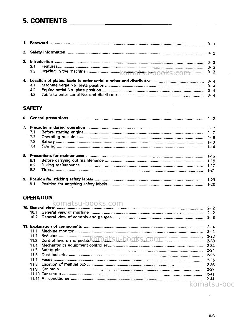 Komatsu hd405-6jpn Operation manual cover Page 6