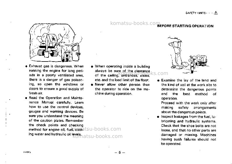 Komatsu pc100l-3jpn Operation manual cover Page 6 Komatsu pc100l-3jpn Operation manual cover Page 6