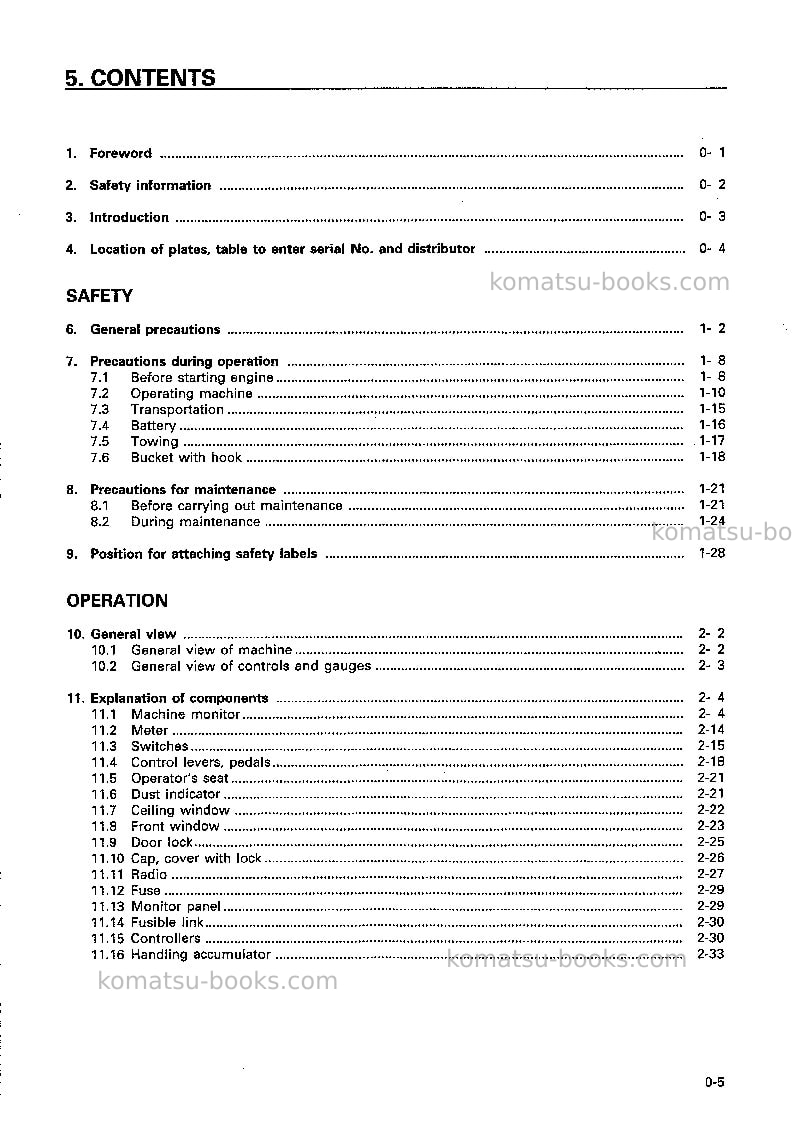 Komatsu pc400-5jpn-mighty Operation manual cover Page 6 Komatsu pc400-5jpn-mighty Operation manual cover Page 6