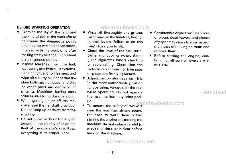 Komatsu pc650-3jpn Operation manual cover Page 6 Komatsu pc650-3jpn Operation manual cover Page 6