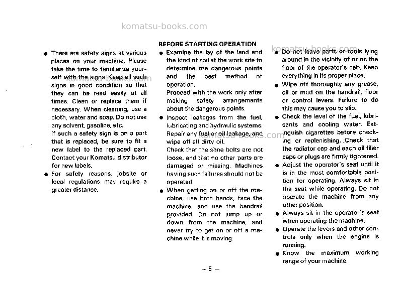 Komatsu pw210-1jpn Operation manual cover Page 6 Komatsu pw210-1jpn Operation manual cover Page 6