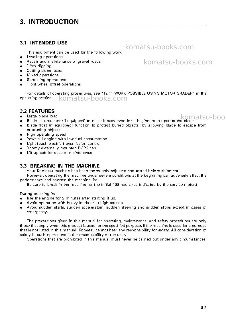 Komatsu gd825a-2jpn Operation manual cover Page 6 Komatsu gd825a-2jpn Operation manual cover Page 6