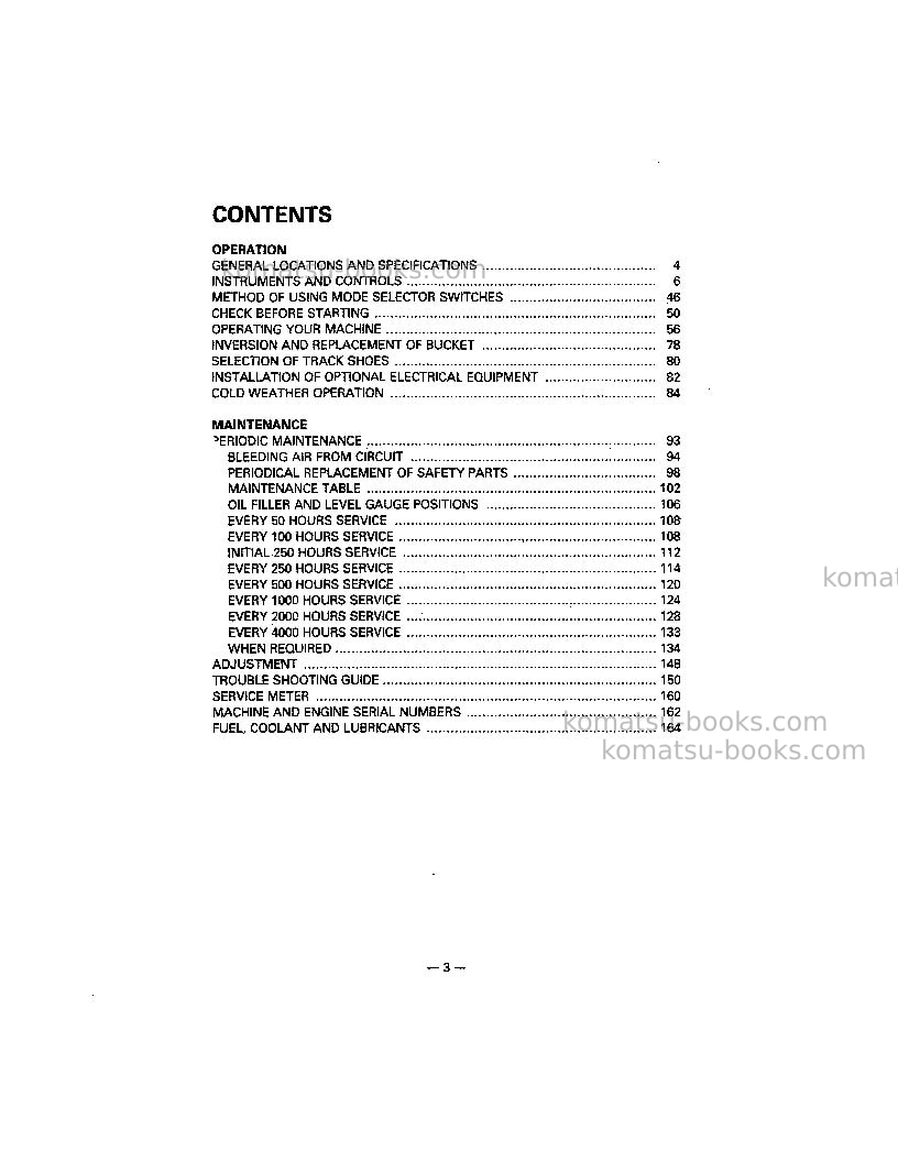 Komatsu pc150lc-5usa Operation manual cover Page 6 Komatsu pc150lc-5usa Operation manual cover Page 6