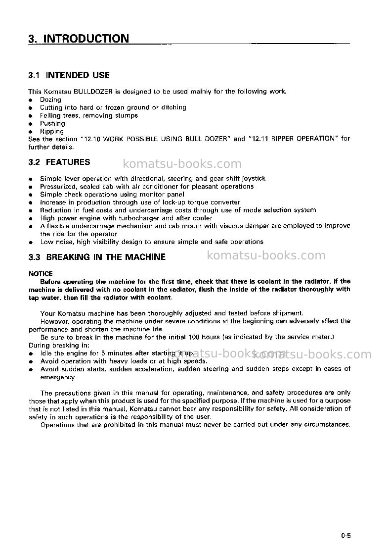 Komatsu d375a-3jpn-7-track roller Operation manual cover Page 6 Komatsu d375a-3jpn-7-track roller Operation manual cover Page 6