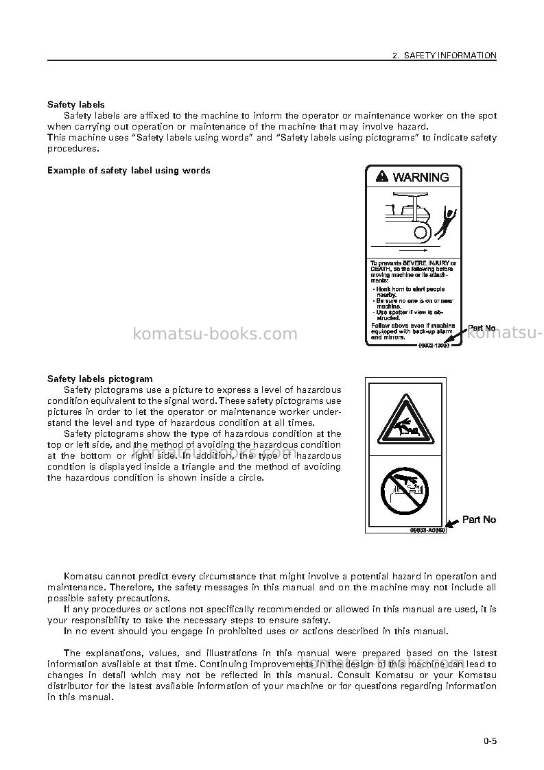 Komatsu d155a-2jpn-emission eng Operation manual cover Page 6 Komatsu d155a-2jpn-emission eng Operation manual cover Page 6