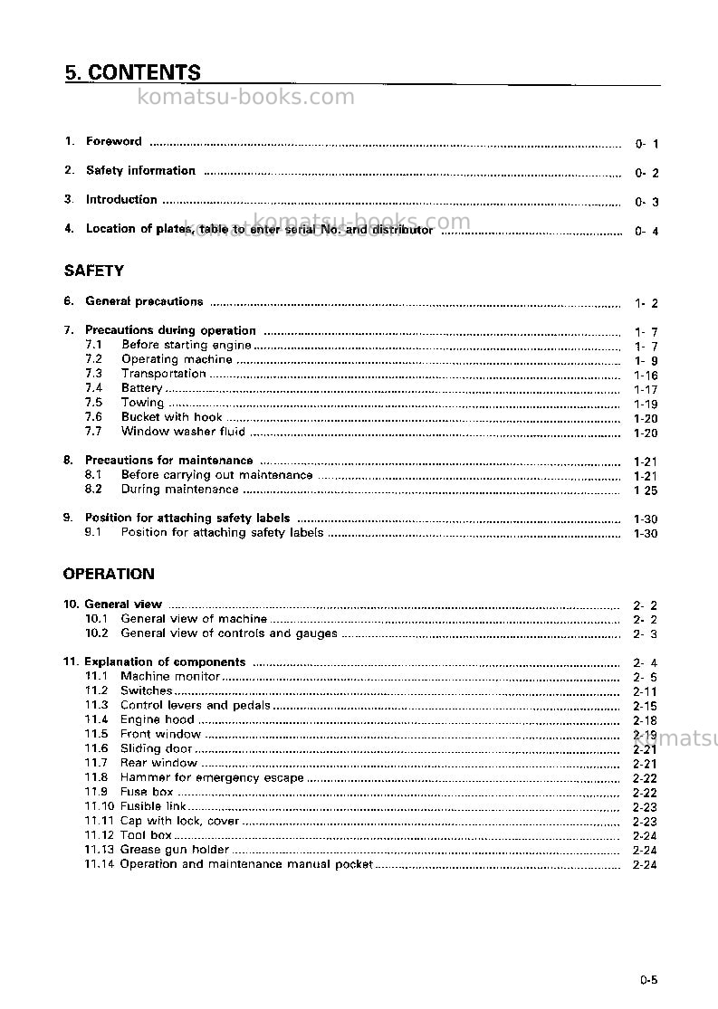 Komatsu pc75uu-3jpn Operation manual cover Page 6 Komatsu pc75uu-3jpn Operation manual cover Page 6