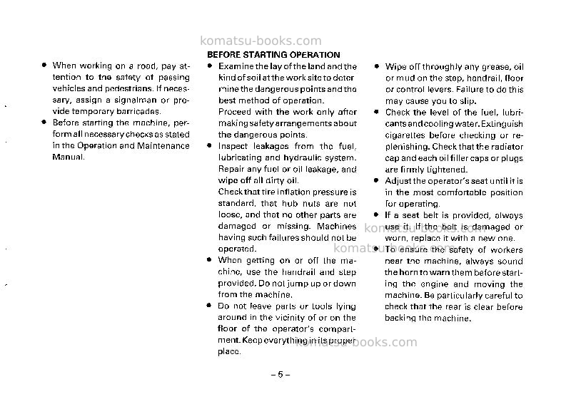 Komatsu gd825a-1jpn Operation manual cover Page 6 Komatsu gd825a-1jpn Operation manual cover Page 6