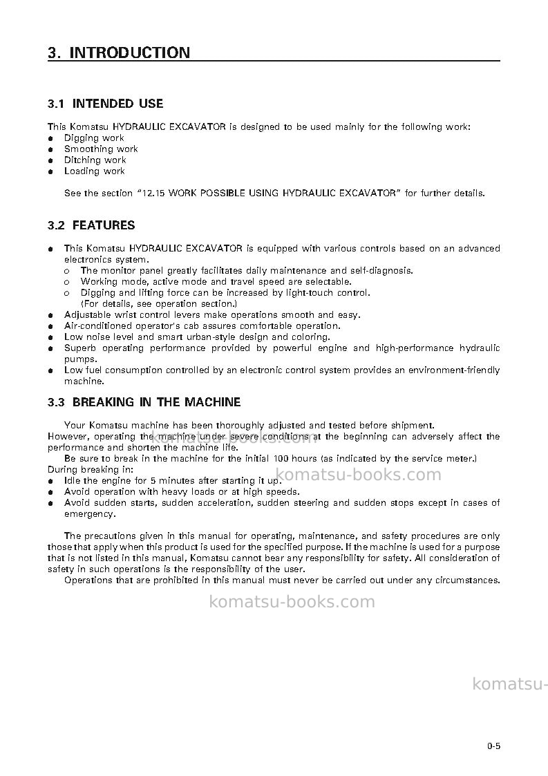 Komatsu pc100l-6jpn Operation manual cover Page 6 Komatsu pc100l-6jpn Operation manual cover Page 6