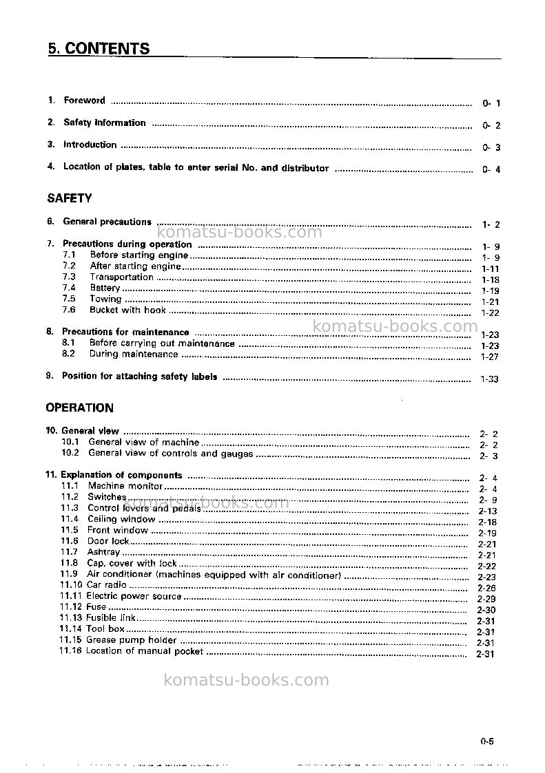 Komatsu pc120-6jpn-excel Operation manual cover Page 6 Komatsu pc120-6jpn-excel Operation manual cover Page 6