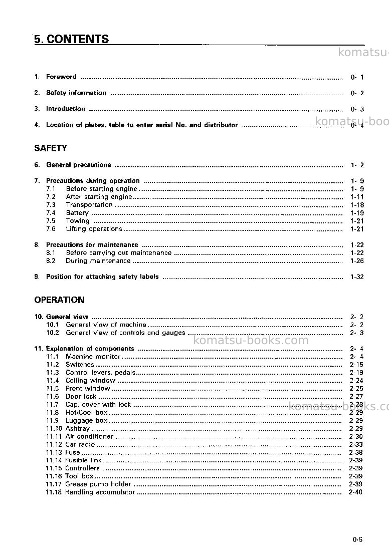 Komatsu pc200-6jpn Operation manual cover Page 6 Komatsu pc200-6jpn Operation manual cover Page 6