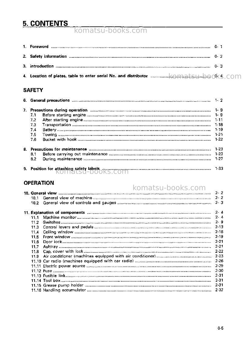 Komatsu pc220lc-6jpn-excel Operation manual cover Page 6 Komatsu pc220lc-6jpn-excel Operation manual cover Page 6