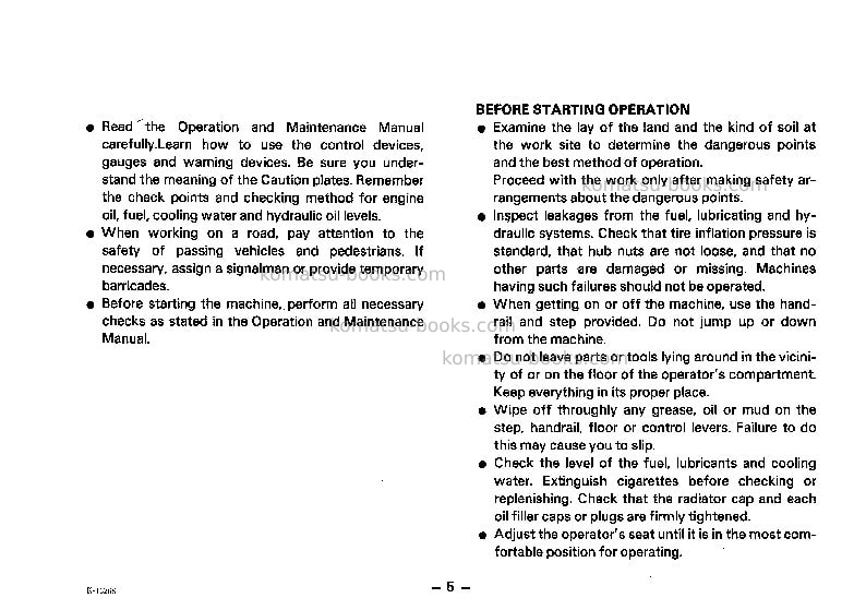 Komatsu gd655a-3jpn-for usa Operation manual cover Page 6 Komatsu gd655a-3jpn-for usa Operation manual cover Page 6