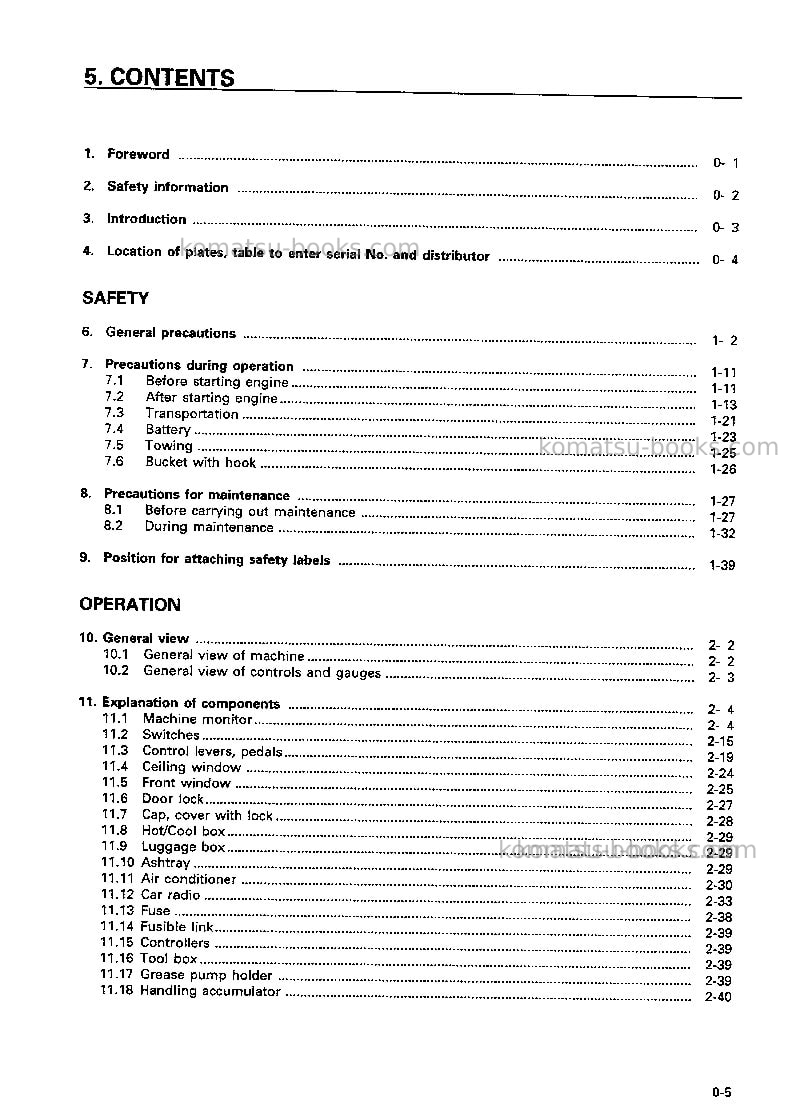 Komatsu pc250-6jpn Operation manual cover Page 6 Komatsu pc250-6jpn Operation manual cover Page 6
