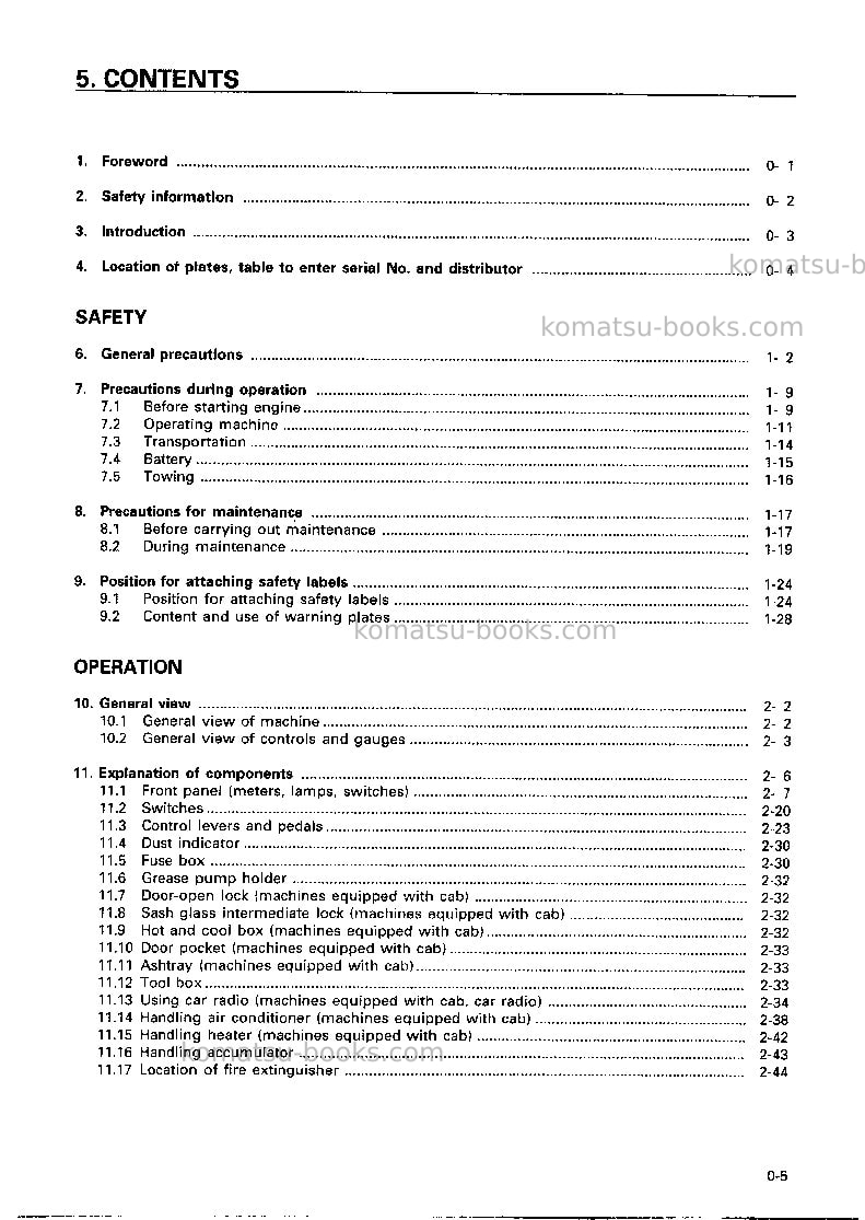 Komatsu d155a-3jpn Operation manual cover Page 6 Komatsu d155a-3jpn Operation manual cover Page 6