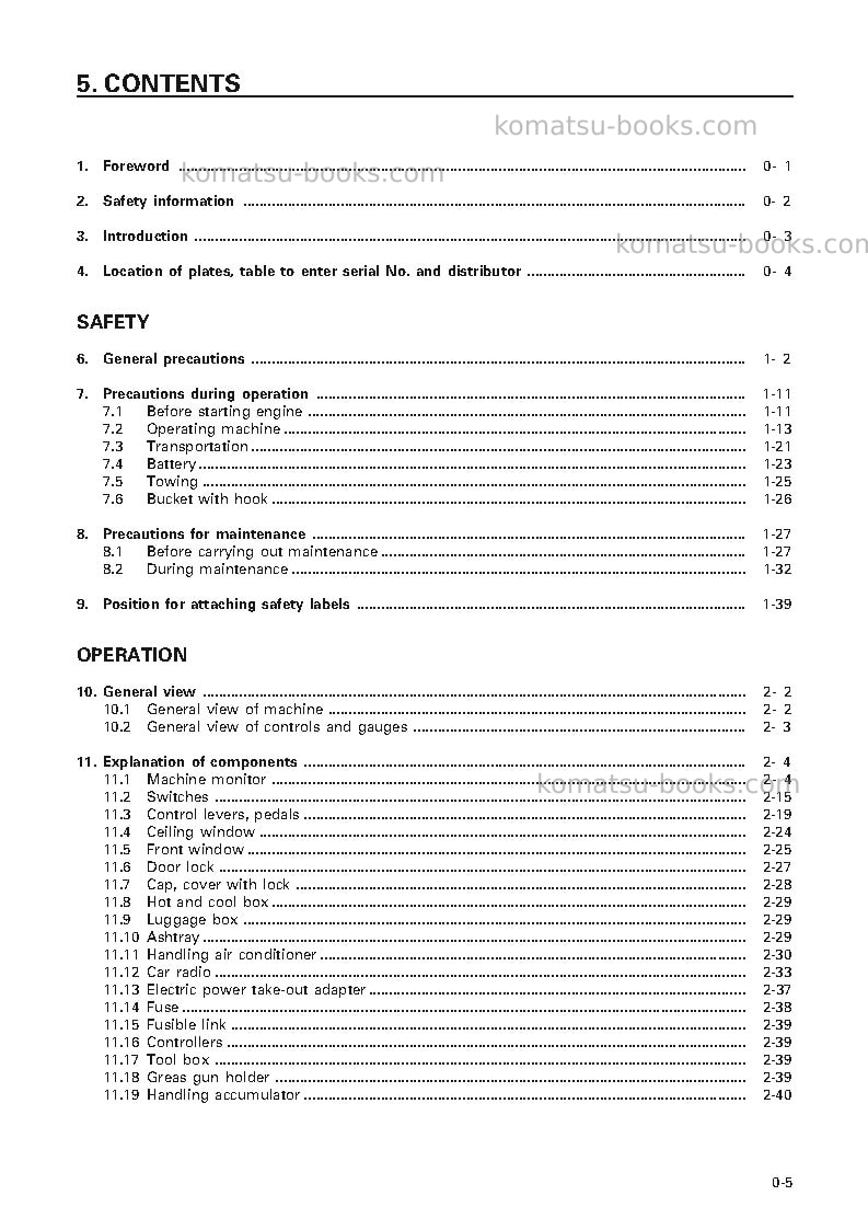 Komatsu pc350-6jpn Operation manual cover Page 6 Komatsu pc350-6jpn Operation manual cover Page 6