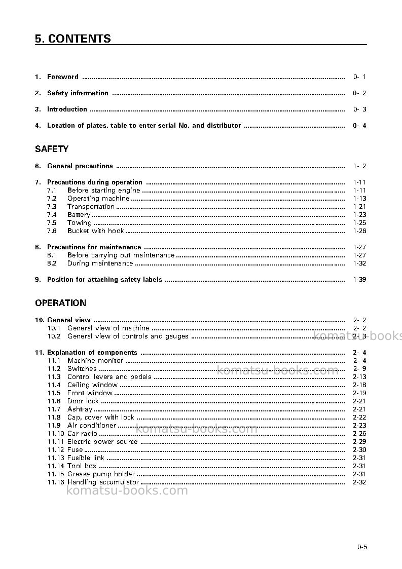Komatsu pc300lc-6jpn-excel Operation manual cover Page 6 Komatsu pc300lc-6jpn-excel Operation manual cover Page 6