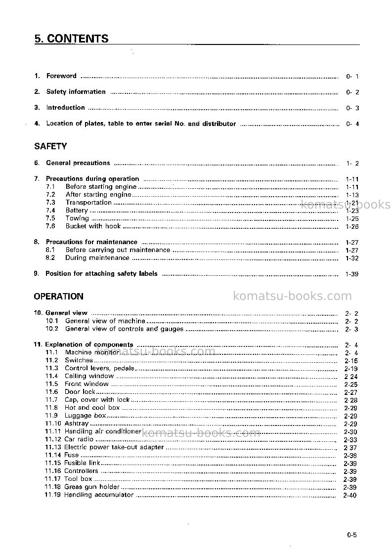Komatsu pc400-6jpn Operation manual cover Page 6 Komatsu pc400-6jpn Operation manual cover Page 6