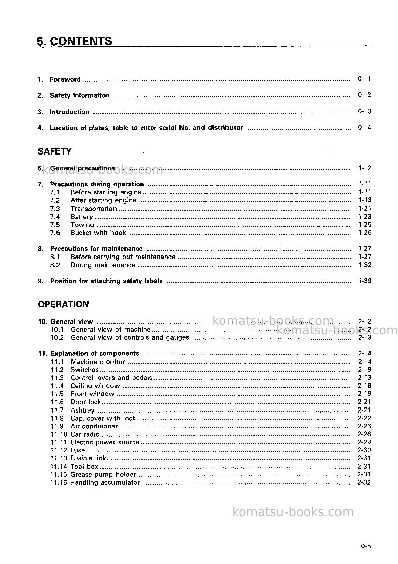 Komatsu pc400lc-6jpn-excel Operation manual cover Page 6 Komatsu pc400lc-6jpn-excel Operation manual cover Page 6