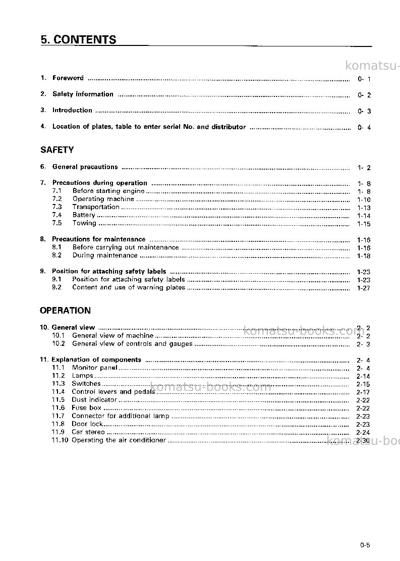 Komatsu d275a-2jpn Operation manual cover Page 6 Komatsu d275a-2jpn Operation manual cover Page 6