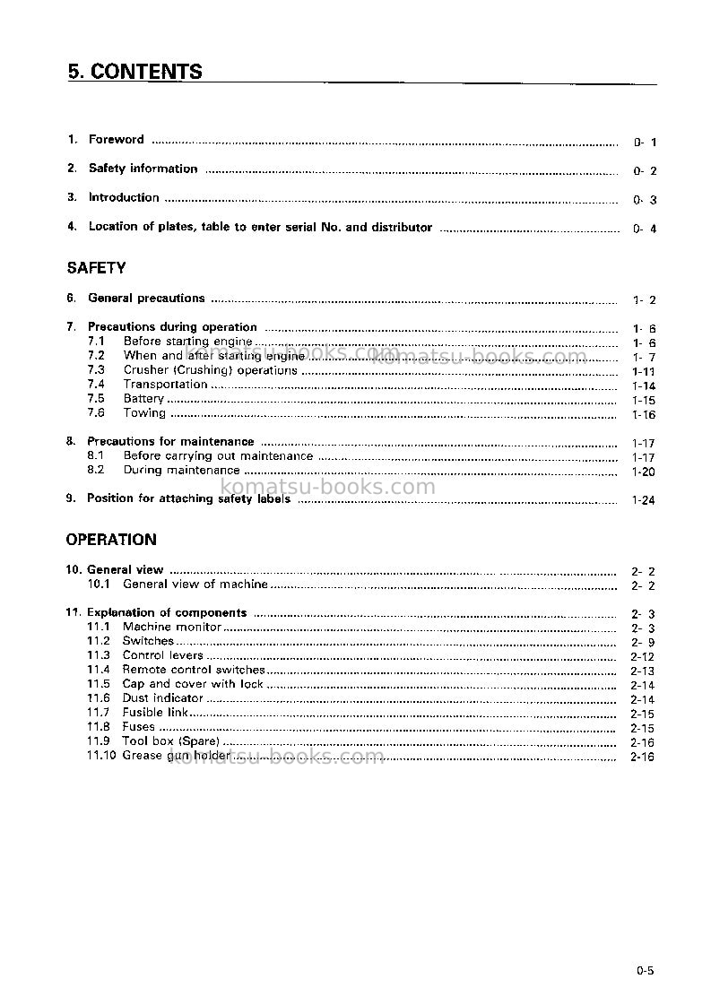 Komatsu br350jg-1jpn Operation manual cover Page 6