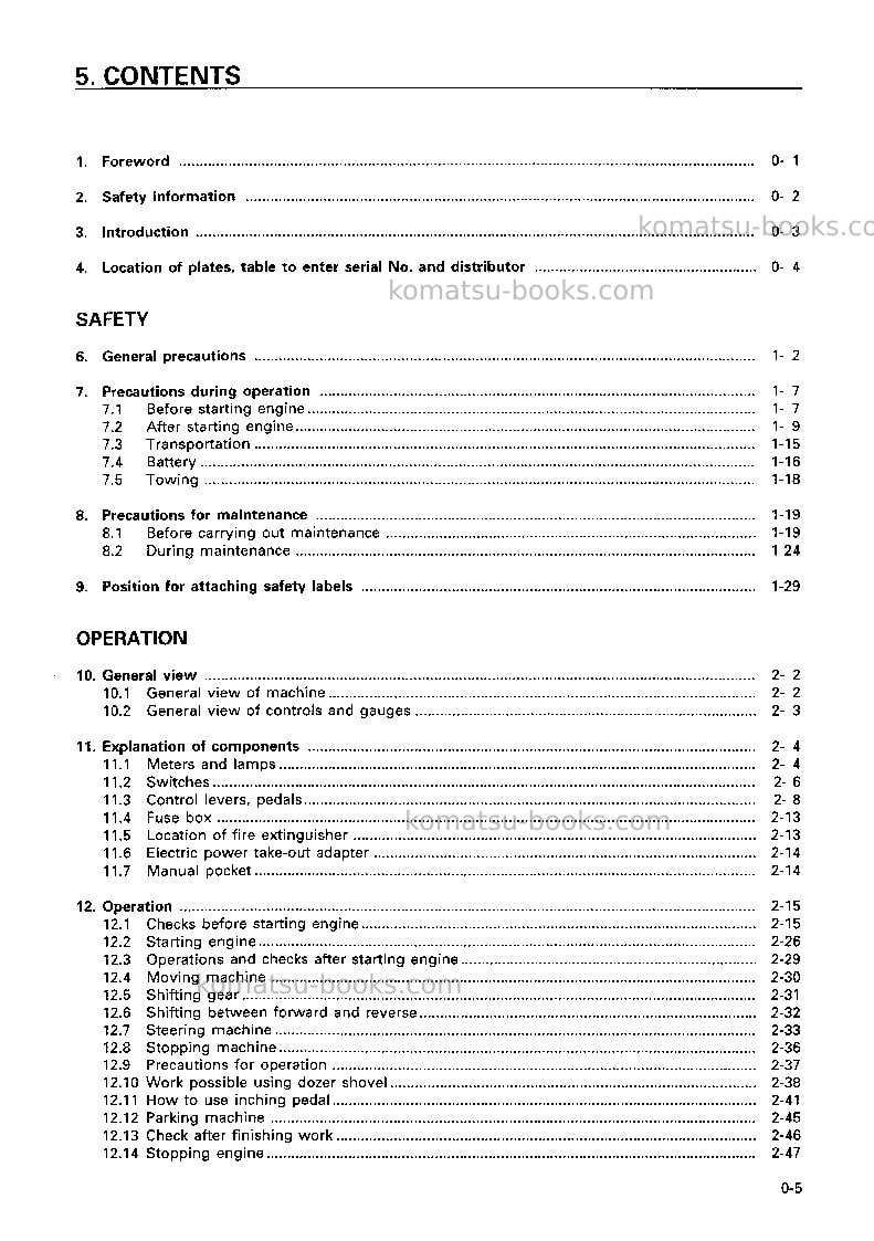 Komatsu d31q-20jpn Operation manual cover Page 6 Komatsu d31q-20jpn Operation manual cover Page 6