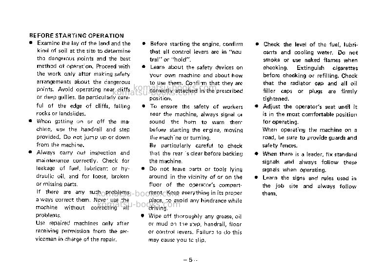 Komatsu jv100-1jpn Operation manual cover Page 6