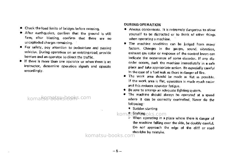 Komatsu jv28-1jpn Operation manual cover Page 6