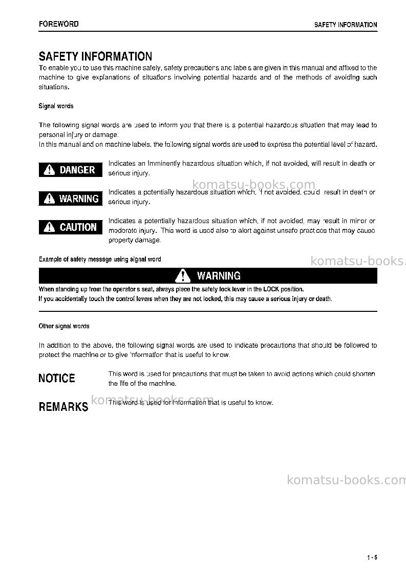 Komatsu hd325-6jpn-4wd Operation manual cover Page 6 Komatsu hd325-6jpn-4wd Operation manual cover Page 6