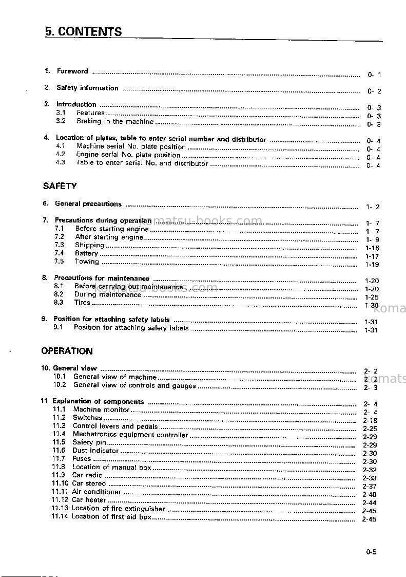 Komatsu hd465-5jpn Operation manual cover Page 6 Komatsu hd465-5jpn Operation manual cover Page 6