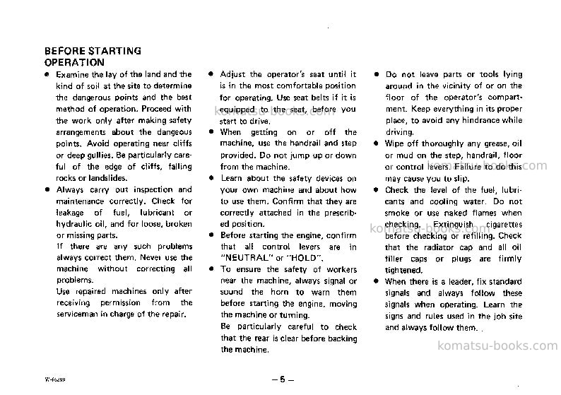 Komatsu ws16s-3jpn Operation manual cover Page 6 Komatsu ws16s-3jpn Operation manual cover Page 6