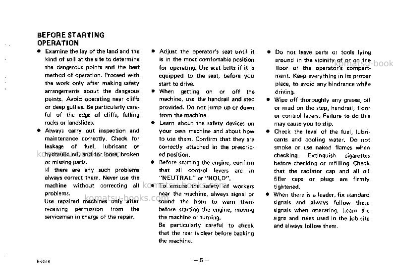 Komatsu ws16s-2jpn Operation manual cover Page 6 Komatsu ws16s-2jpn Operation manual cover Page 6