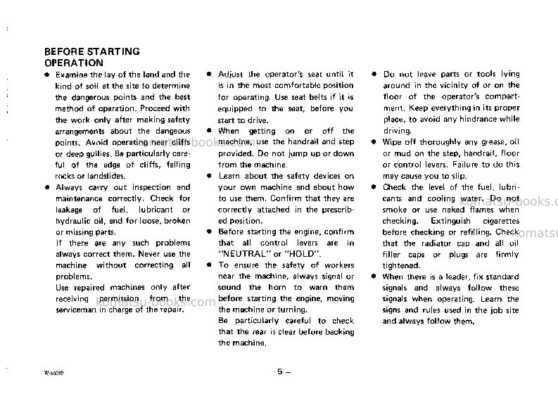 Komatsu ws23s-2jpn Operation manual cover Page 6 Komatsu ws23s-2jpn Operation manual cover Page 6
