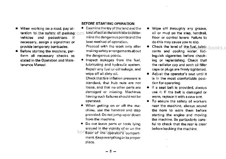 Komatsu gd313a-1jpn Operation manual cover Page 6 Komatsu gd313a-1jpn Operation manual cover Page 6