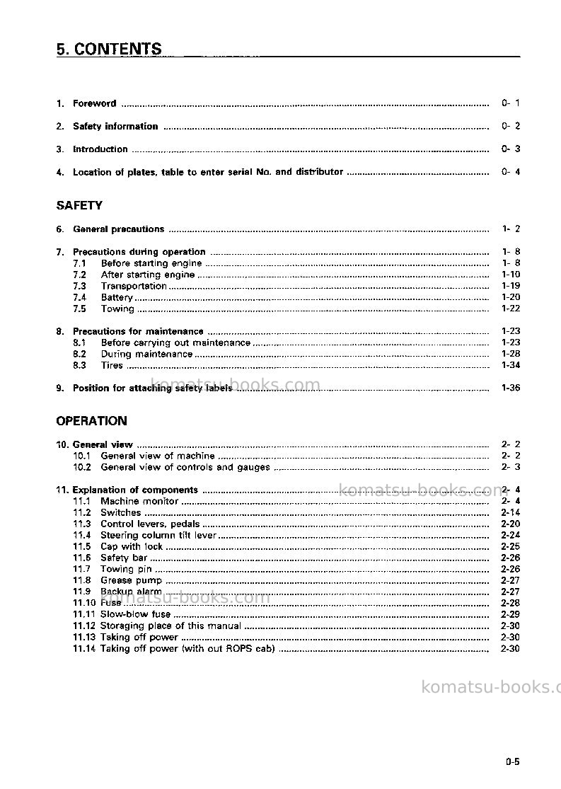 Komatsu wa420-3jpn Operation manual cover Page 6
