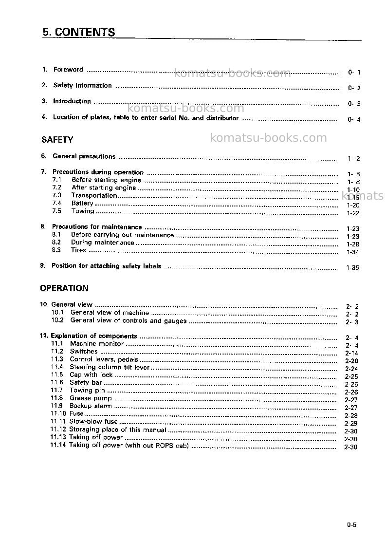 Komatsu wa470-3jpn Operation manual cover Page 6