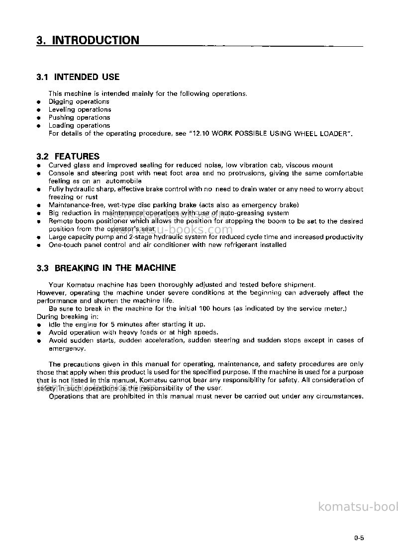 Komatsu wa500-3jpn Operation manual cover Page 6 Komatsu wa500-3jpn Operation manual cover Page 6