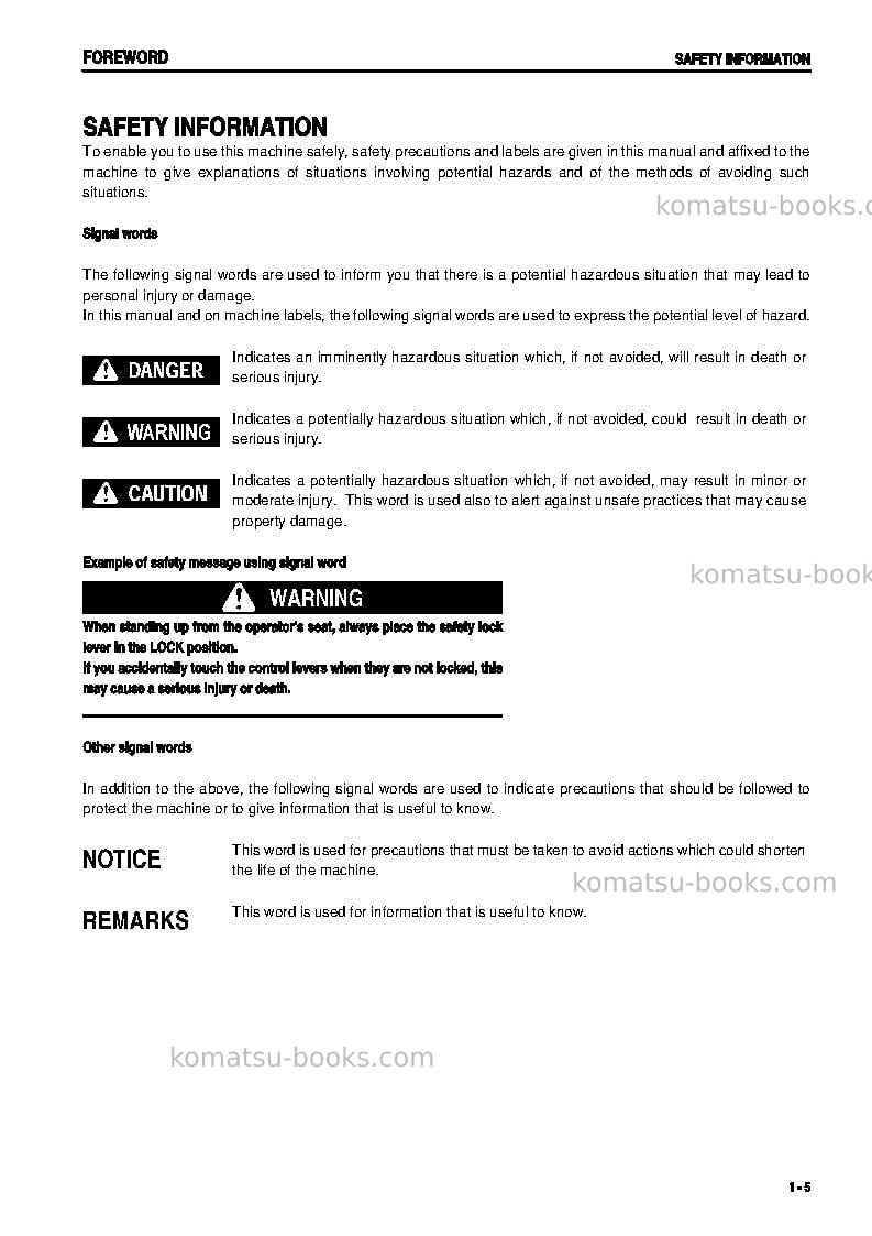 Komatsu pc750-6jpn Operation manual cover Page 6 Komatsu pc750-6jpn Operation manual cover Page 6