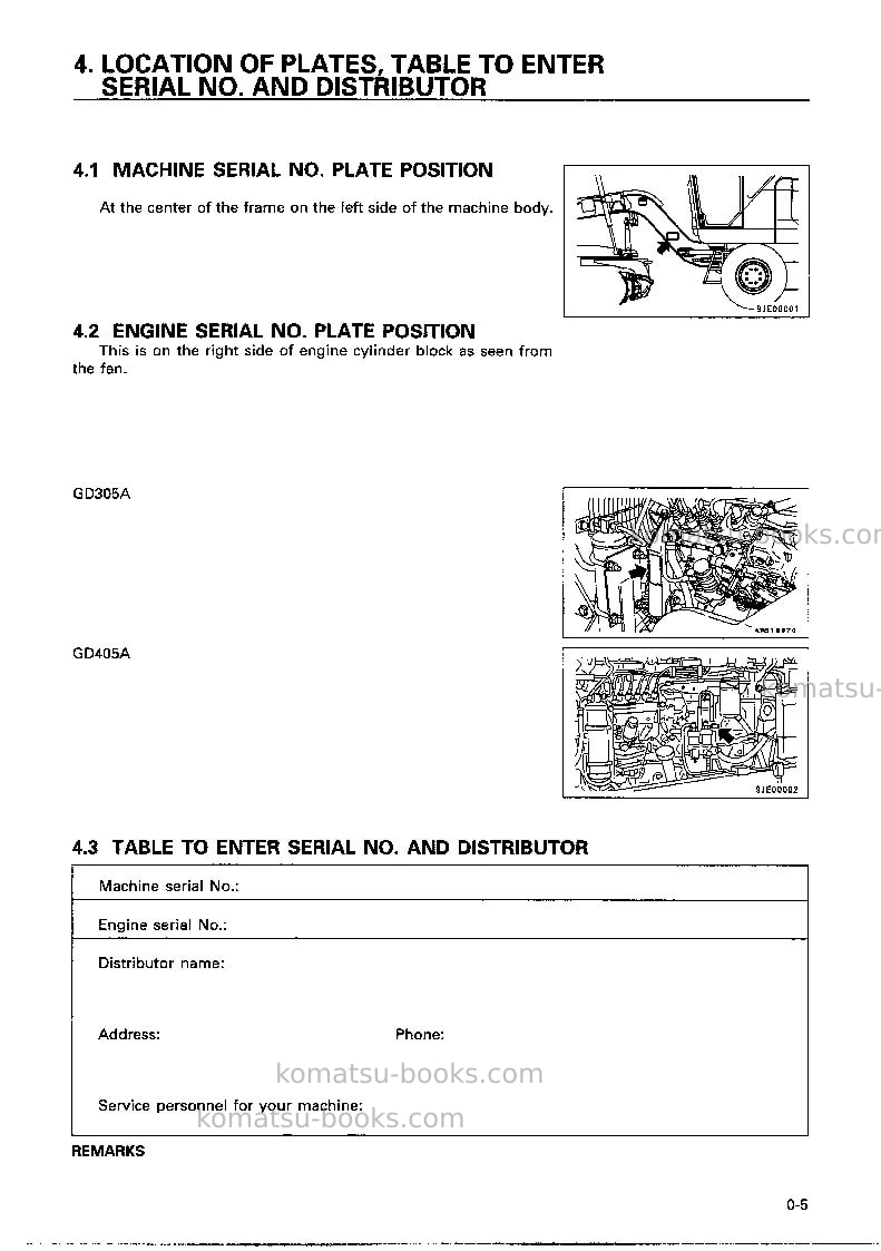 Komatsu gd305a-3jpn Operation manual cover Page 6 Komatsu gd305a-3jpn Operation manual cover Page 6