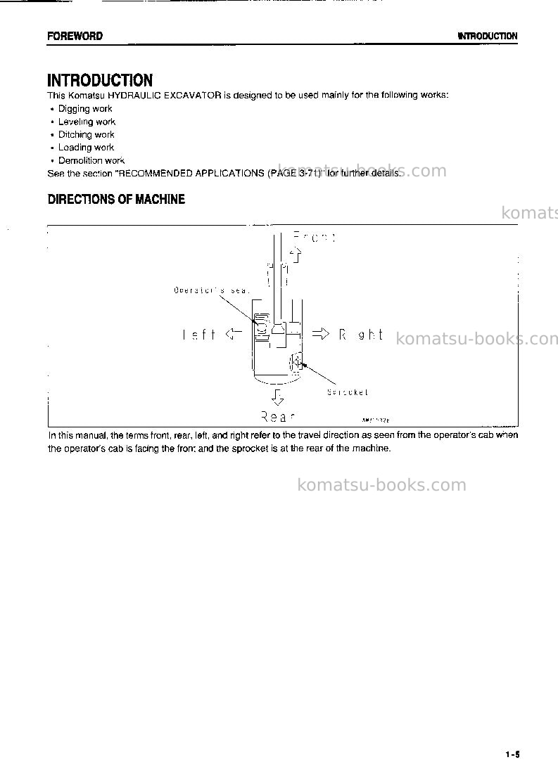 Komatsu pc60-7jpn Operation manual cover Page 6